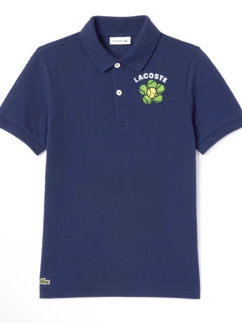Lacoste Flower Print Mini Piqué Polo Size 10 Unisex